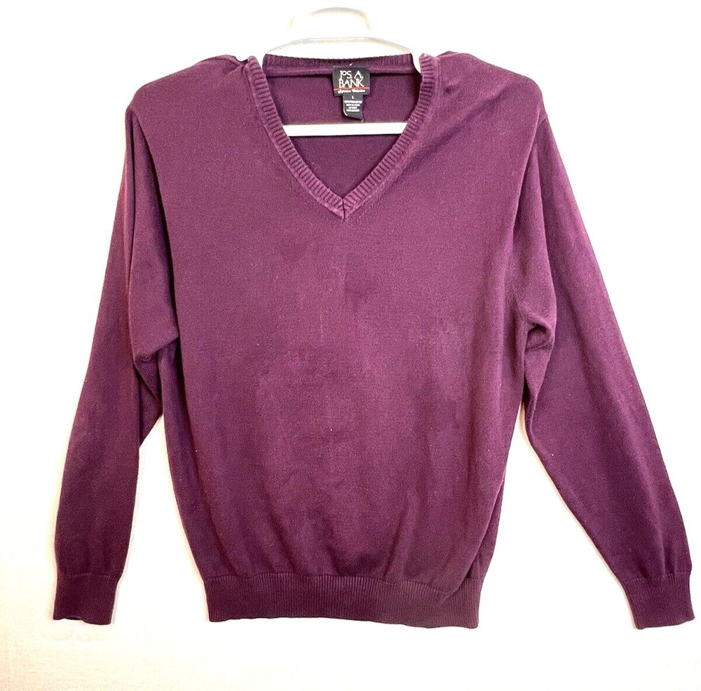 Jos A Banks Signature Collection V Neck Sweater Men'sLarge Burgundy Pima Cotton